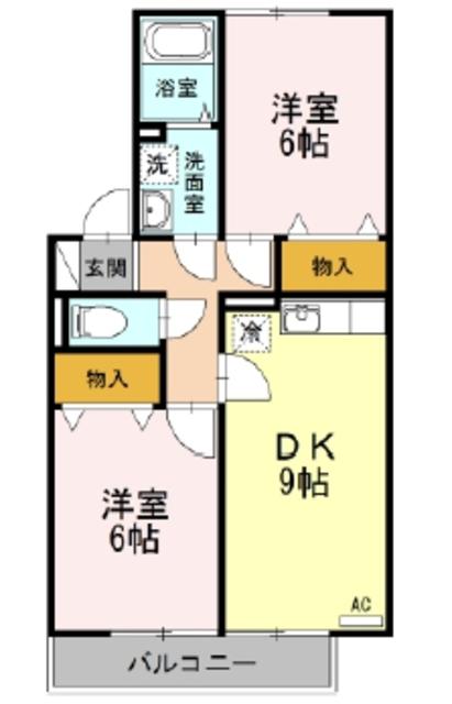 フローラM I(2DK/1階)の間取り写真