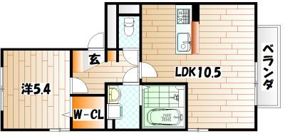 クラポンテMIII(1LDK/1階)の間取り写真
