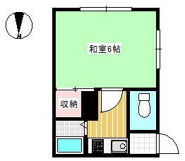福岡アパート(1K/2階)の間取り写真