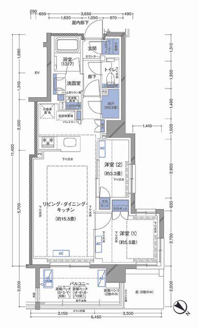 ラティエラ横濱大通公園(2LDK/3階)の間取り写真