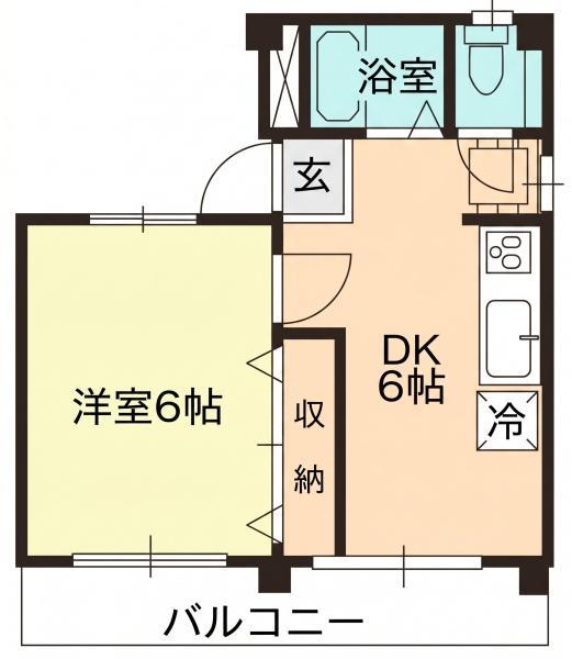ぱらどーるJ&K(1DK/3階)の間取り写真