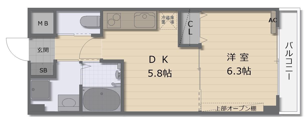 ハイツ栄和(1DK/1階)の間取り写真