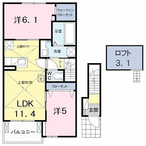 カーサ・ドマーニS(2LDK/2階)の間取り写真