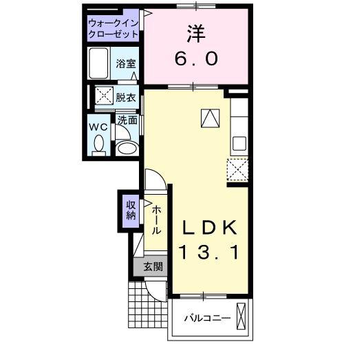 ブランシェントA(1LDK/1階)の間取り写真