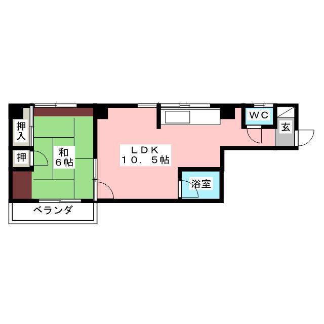 田辺コーポ(1LDK/4階)の間取り写真