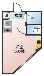 ウエスト VALLEY WASEDA(ワンルーム/1階)の間取り写真