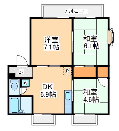 ビレッジハイム(3DK/2階)の間取り写真