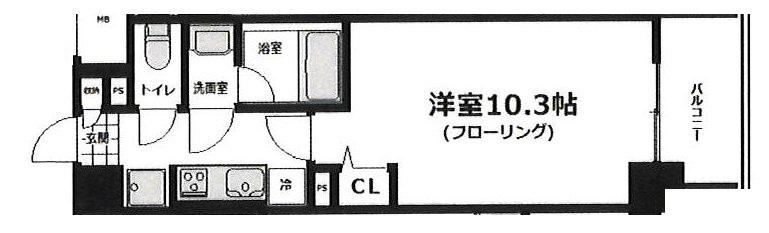 アグレアーブル(1K/4階)の間取り写真
