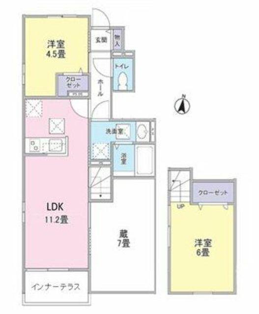 の LA TIARA FUSSA(2LDK/1階)の間取り写真