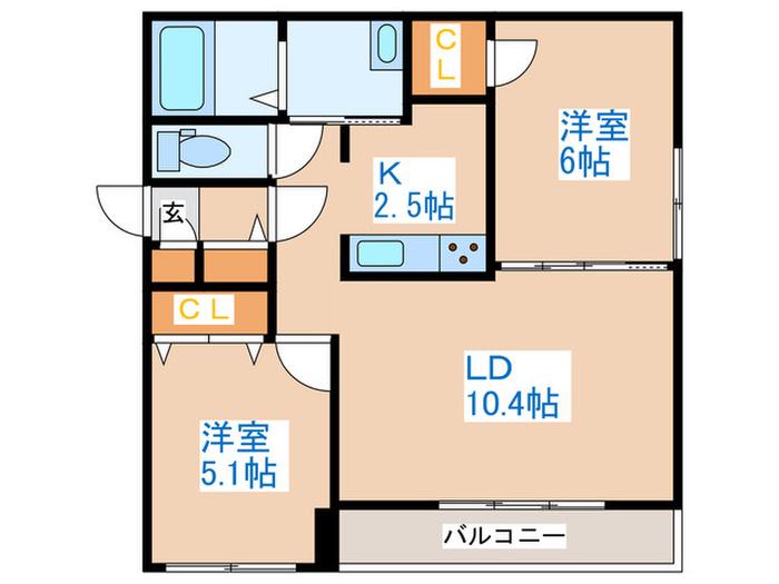 ASSE KOTONI(2LDK/3階)の間取り写真