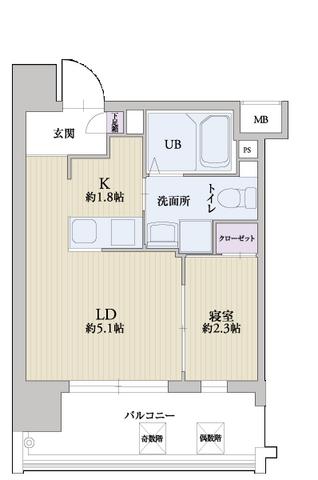アルバプレイス平尾(1LDK/10階)の間取り写真