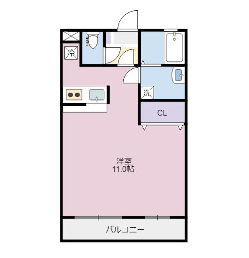 グランピア北島(ワンルーム/4階)の間取り写真