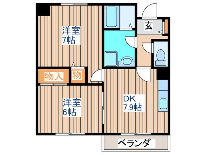 ラ・ヴェルデ長町(2DK/4階)の間取り写真