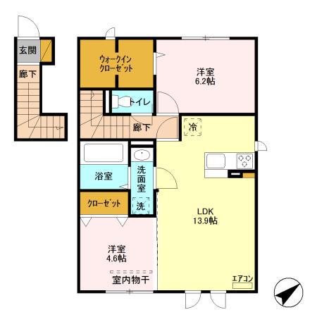 フィオーレI(2LDK/2階)の間取り写真