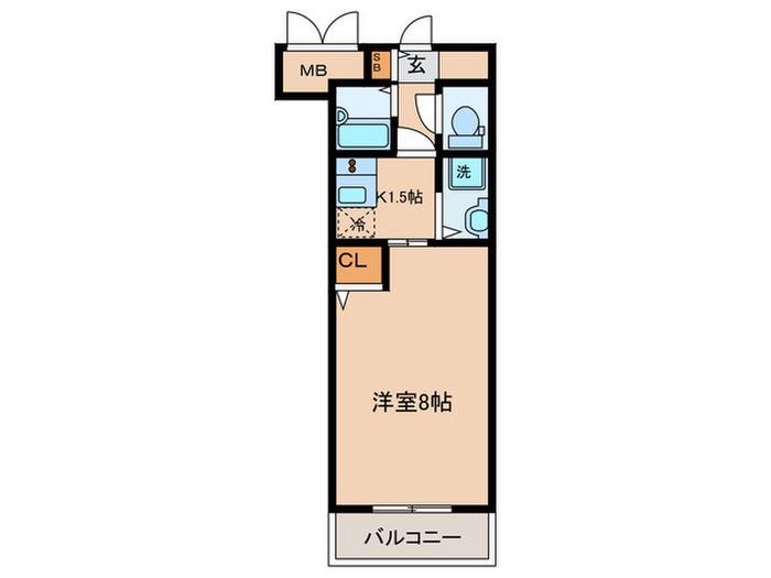 アカンサス(1K/1階)の間取り写真