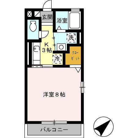 クラシコ高須(1K/2階)の間取り写真