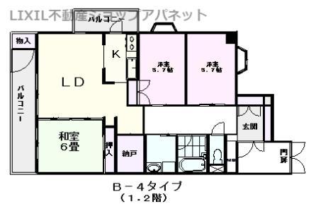 メイプル紫竹山(3LDK/4階)の間取り写真