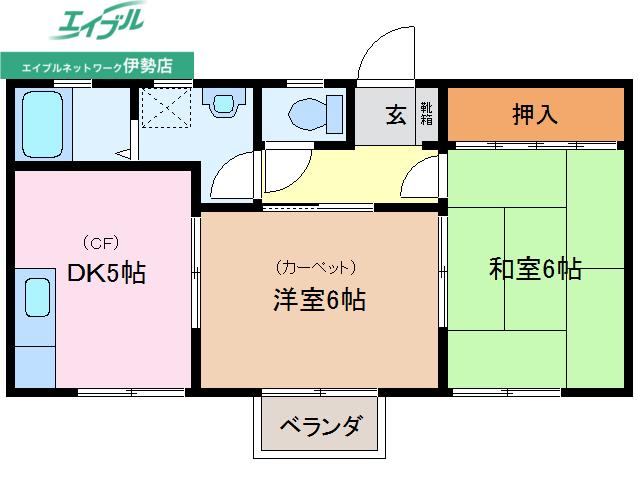 パレスコート(2DK/1階)の間取り写真