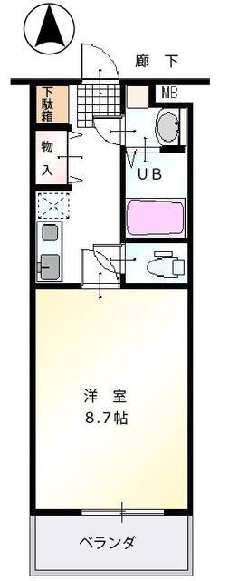 エメサンルーナ(1K/2階)の間取り写真