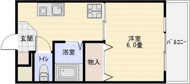 JPアパートメント柏原(1K/2階)の間取り写真