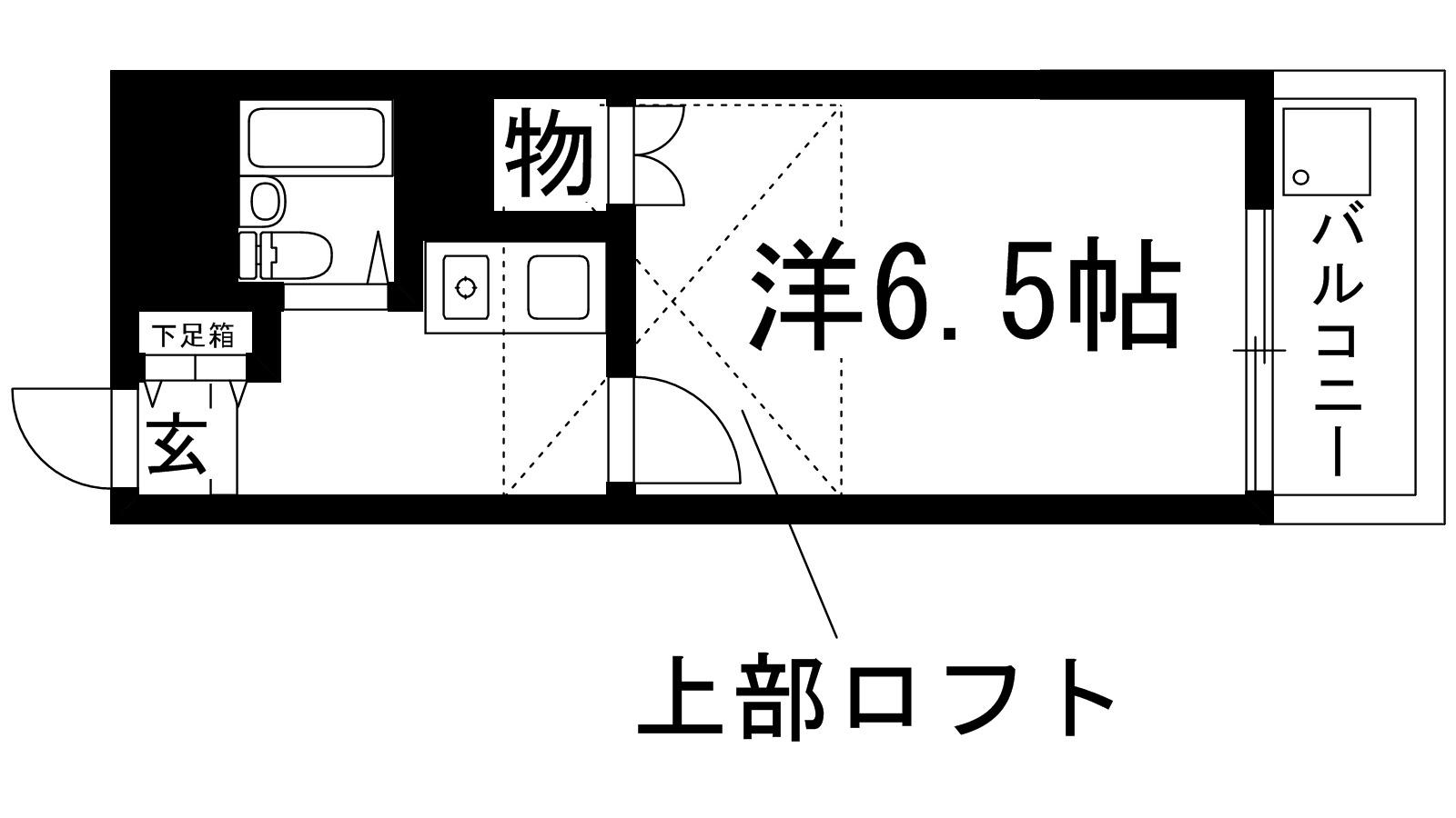 スカイポート伊丹(1K/2階)の間取り写真