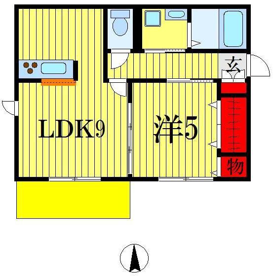 ルラシオン(1LDK/1階)の間取り写真