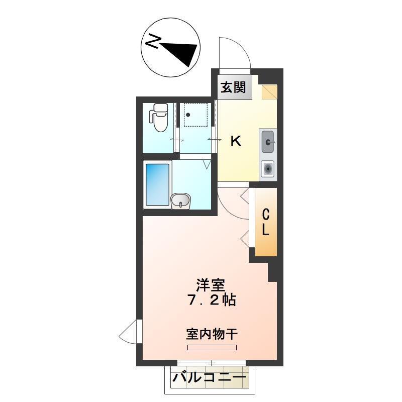 グリーンヒルズ笹口II(1K/2階)の間取り写真