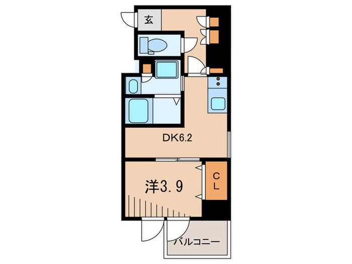 レジディア西小山(1DK/2階)の間取り写真