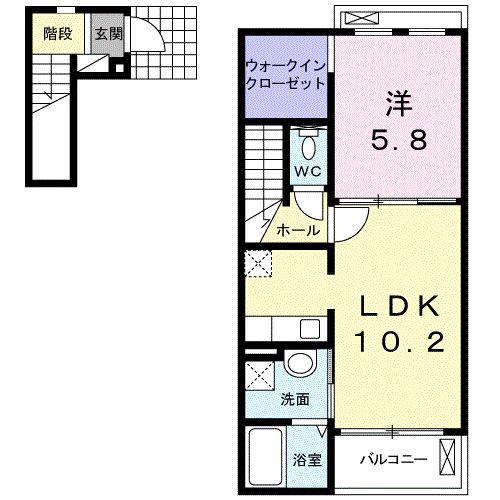サニーハウス(1LDK/2階)の間取り写真
