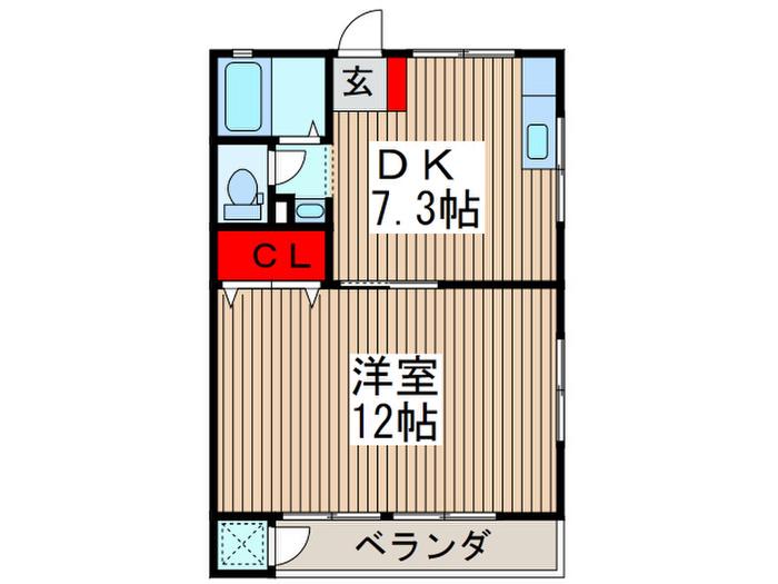 栗原ハイツ(1DK/1階)の間取り写真