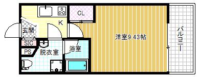 セレニテ天六西(1K/8階)の間取り写真