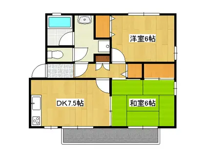 メイプルハウスB棟(2DK/1階)の間取り写真