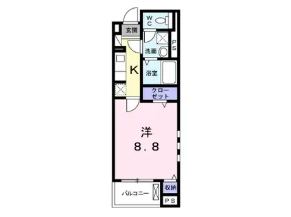 コート・ルージュ片倉(1K/4階)の間取り写真