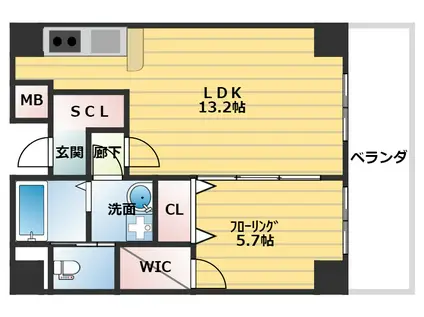 REIOS谷町(1LDK/4階)の間取り写真