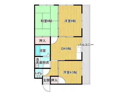 コーポ雅(3DK/2階)の間取り写真