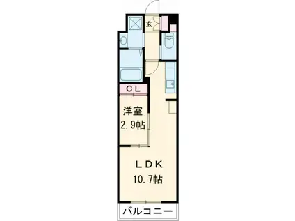 コンダクトレジデンスANO(1LDK/8階)の間取り写真