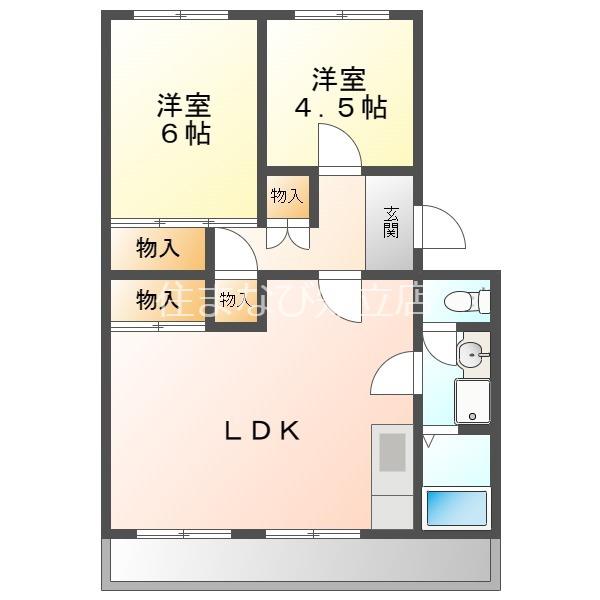 コーポ三立(2LDK/4階)の間取り写真