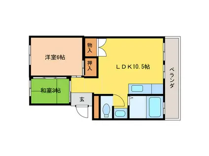 メゾンアップル(2LDK/1階)の間取り写真