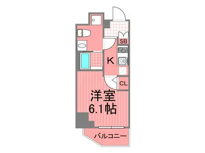 エルモサ川崎(1K/4階)の間取り写真