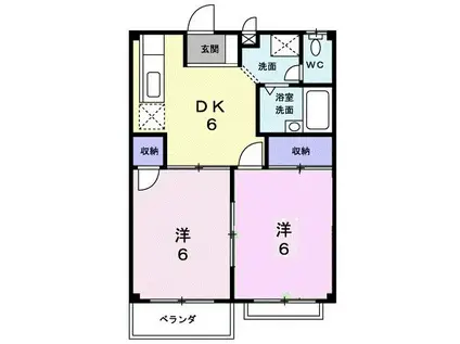 セピアハイツアラキA(2DK/2階)の間取り写真