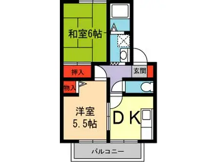ハイツK2(2DK/1階)の間取り写真