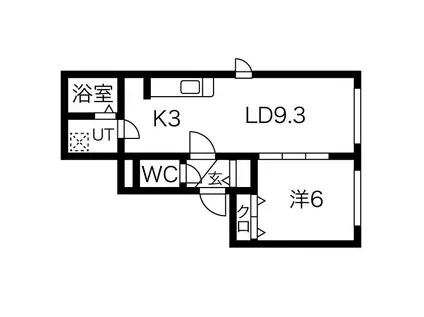 創成川北2ビル(1LDK/3階)の間取り写真
