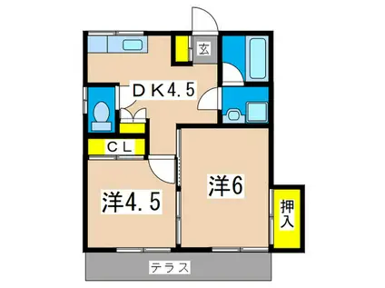 ビューハイムEM88(2DK/1階)の間取り写真