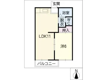 フォーブル佐屋(1LDK/1階)の間取り写真