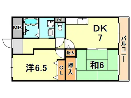 マンション妙法寺(2DK/6階)の間取り写真