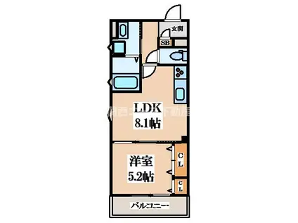 ラモーナ諸福II(1LDK/2階)の間取り写真