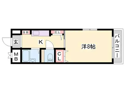 クラン東加古川(1K/3階)の間取り写真