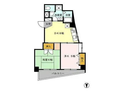 三生ハウス(2DK/2階)の間取り写真