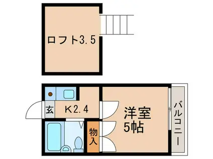 コウズィネスアサカ(1K/2階)の間取り写真