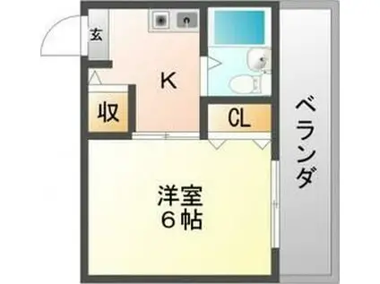 コスモハイツ加美(1K/3階)の間取り写真